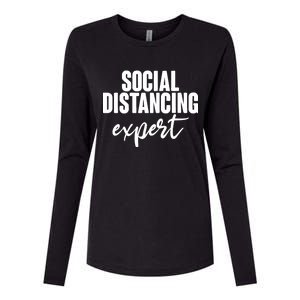 Social Distancing Expert Funny Pandemic Womens Cotton Relaxed Long Sleeve T-Shirt