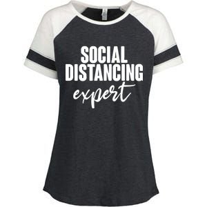 Social Distancing Expert Funny Pandemic Enza Ladies Jersey Colorblock Tee