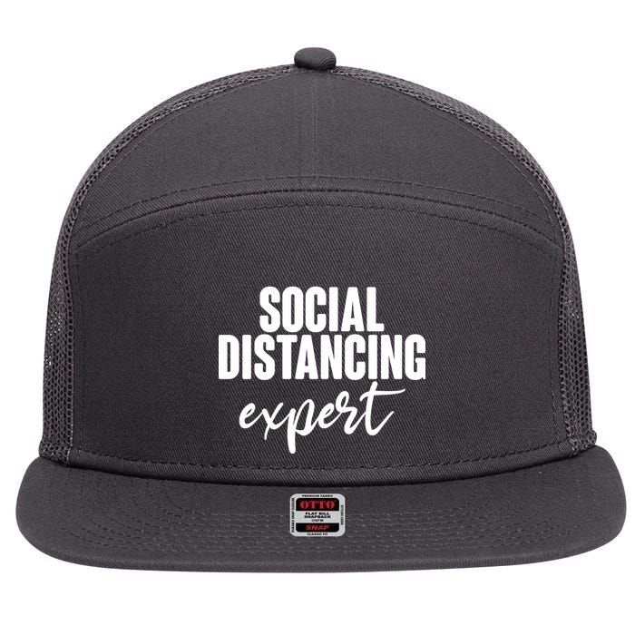 Social Distancing Expert Funny Pandemic 7 Panel Mesh Trucker Snapback Hat