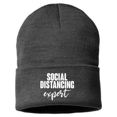Social Distancing Expert Funny Pandemic Sustainable Knit Beanie