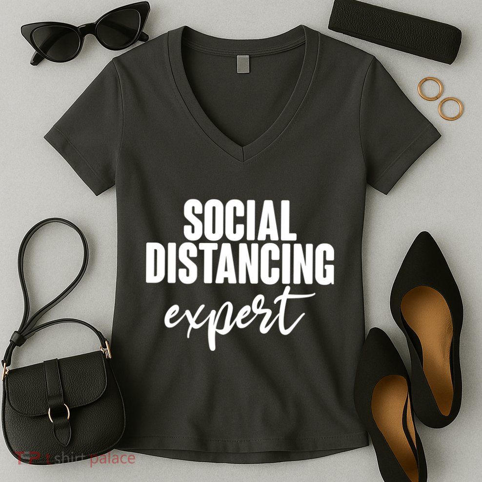 Social Distancing Expert Funny Pandemic Women's V-Neck T-Shirt
