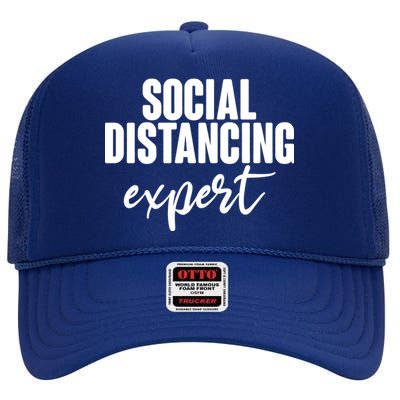 Social Distancing Expert Funny Pandemic High Crown Mesh Back Trucker Hat