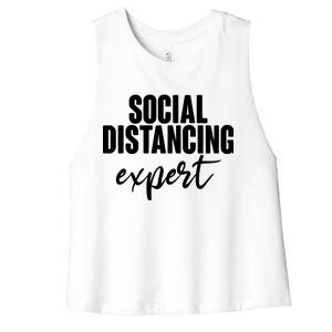 Social Distancing Expert Funny Pandemic Women's Racerback Cropped Tank