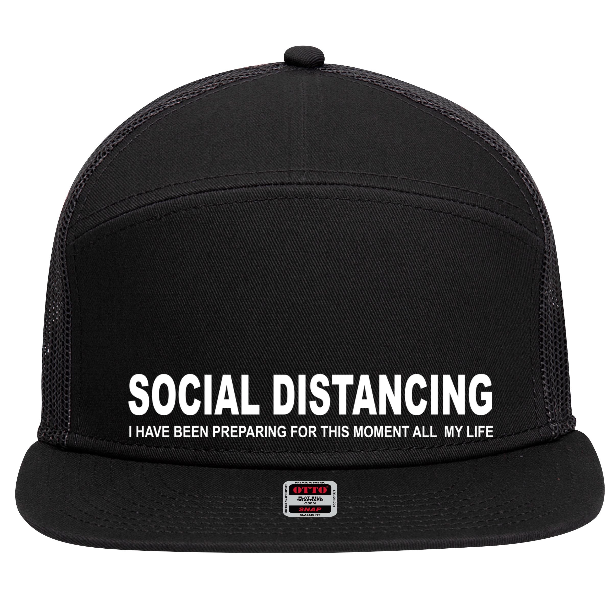 Social Distancing Funny Flu Virus 7 Panel Mesh Trucker Snapback Hat