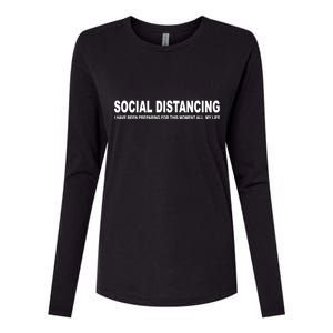 Social Distancing Funny Flu Virus Womens Cotton Relaxed Long Sleeve T-Shirt