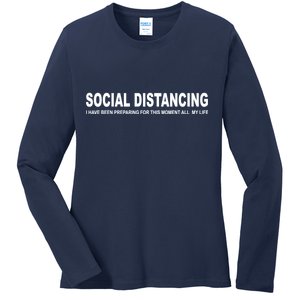 Social Distancing Funny Flu Virus Ladies Long Sleeve Shirt