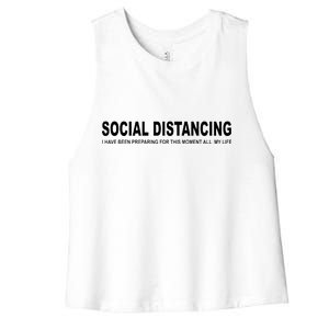 Social Distancing Funny Flu Virus Women's Racerback Cropped Tank