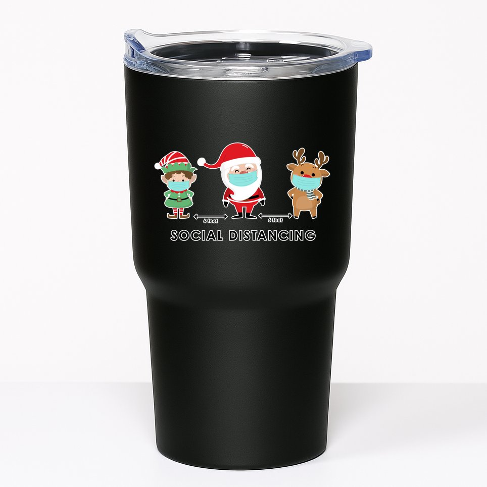 Social Distancing Funny Santa Claus Reindeer Elf Christmas Tumbler