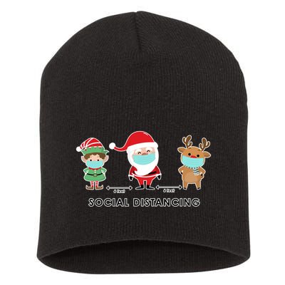 Social Distancing Funny Santa Claus Reindeer Elf Christmas Short Acrylic Beanie