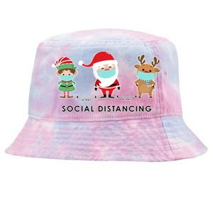 Social Distancing Funny Santa Claus Reindeer Elf Christmas Tie-Dyed Bucket Hat