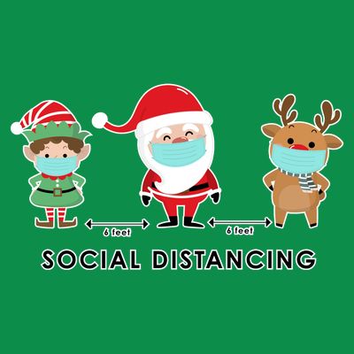 Social Distancing Funny Santa Claus Reindeer Elf Christmas T-Shirt