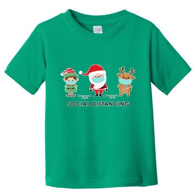 Social Distancing Funny Santa Claus Reindeer Elf Christmas Toddler T-Shirt