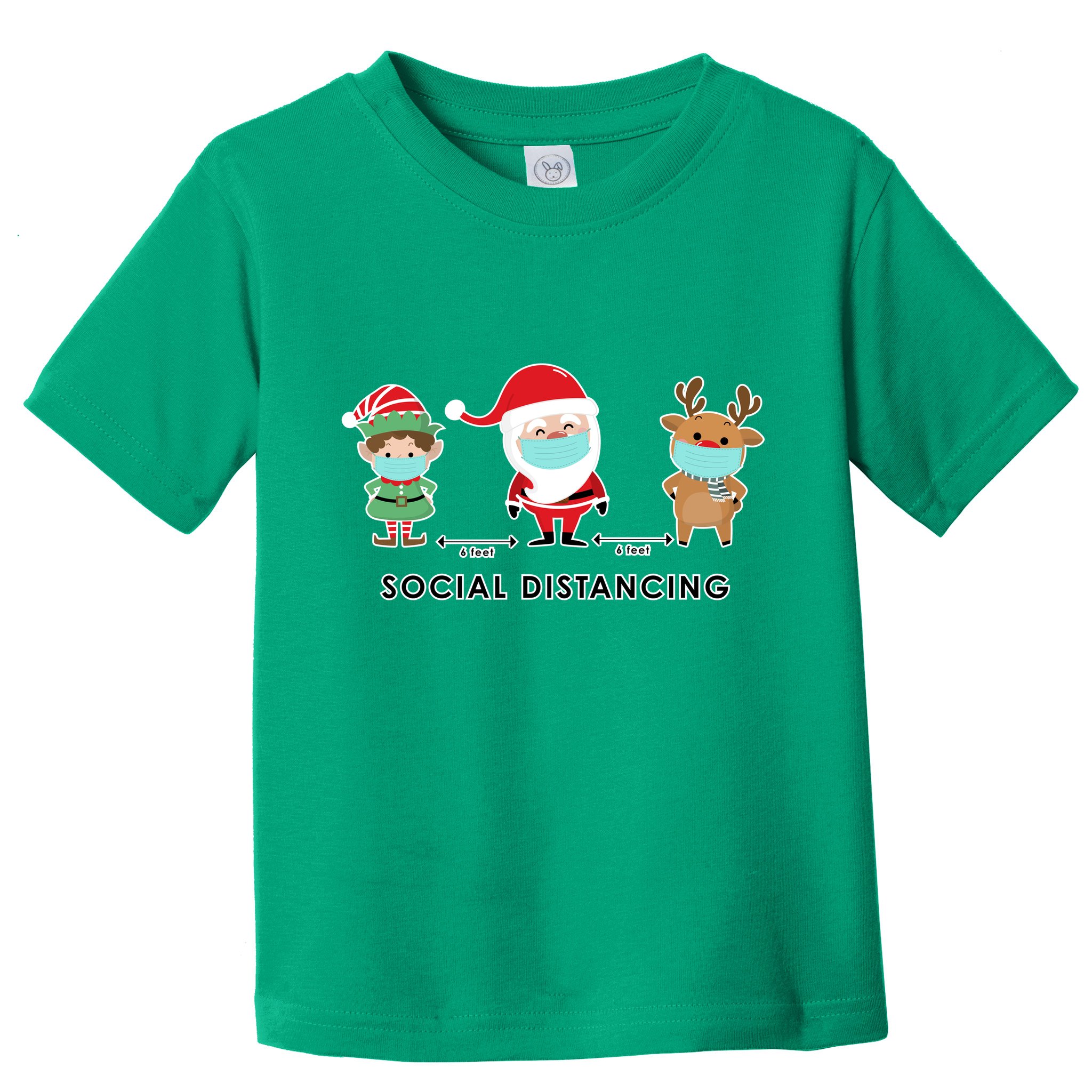 Social Distancing Funny Santa Claus Reindeer Elf Christmas Toddler T-Shirt