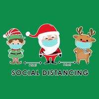 Social Distancing Funny Santa Claus Reindeer Elf Christmas Toddler T-Shirt