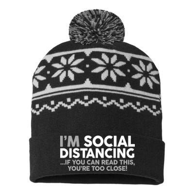 Social Distancing If You Can Read This You're Too Close USA-Made Snowflake Beanie