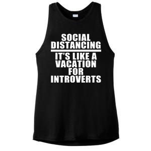 Social Distancing Like A Vacation For Introverts Ladies PosiCharge Tri-Blend Wicking Tank