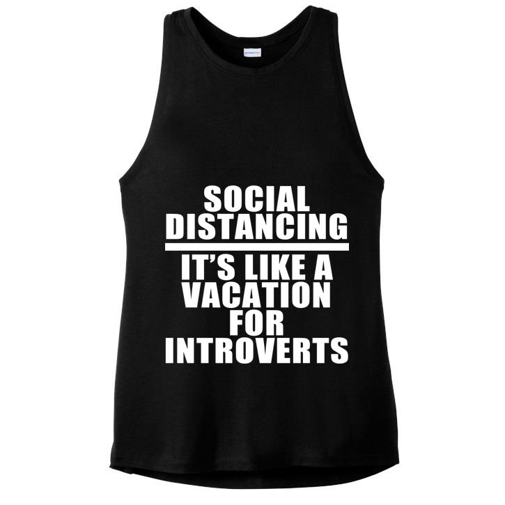 Social Distancing Like A Vacation For Introverts Ladies PosiCharge Tri-Blend Wicking Tank