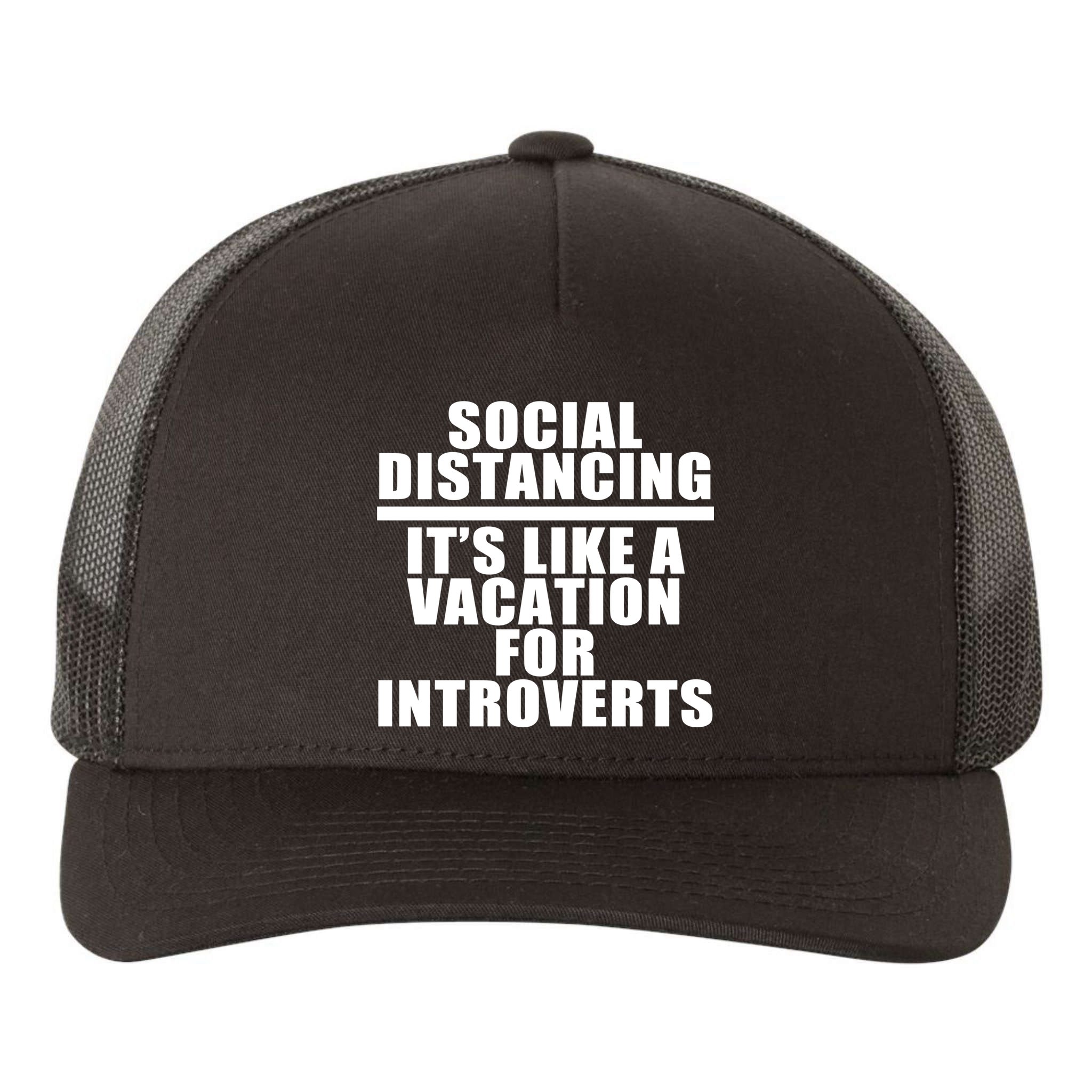 Social Distancing Like A Vacation For Introverts Yupoong Adult 5-Panel Trucker Hat