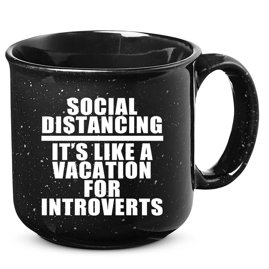 Social Distancing Like A Vacation For Introverts 15oz Campfire Ceramic Mug