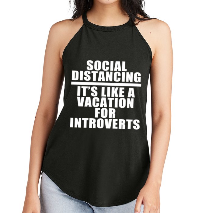 Social Distancing Like A Vacation For Introverts Women's Perfect Tri Rocker Tank
