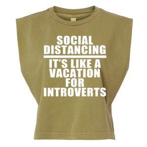 Social Distancing Like A Vacation For Introverts Garment-Dyed Women's Muscle Tee