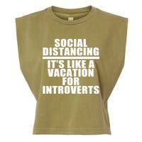 Social Distancing Like A Vacation For Introverts Garment-Dyed Women's Muscle Tee