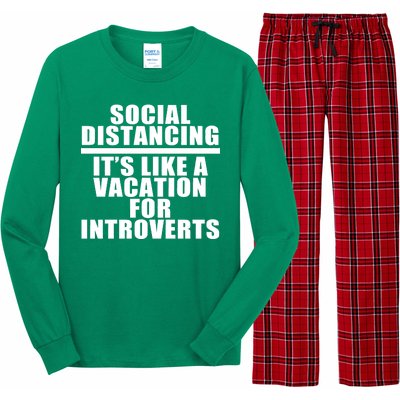 Social Distancing Like A Vacation For Introverts Long Sleeve Pajama Set