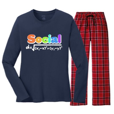 Social Distancing Math Formula  Women's Long Sleeve Flannel Pajama Set 