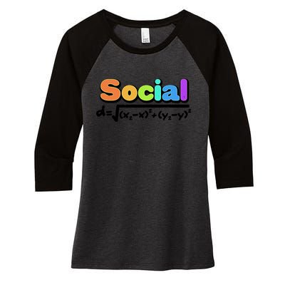 Social Distancing Math Formula  Women's Tri-Blend 3/4-Sleeve Raglan Shirt