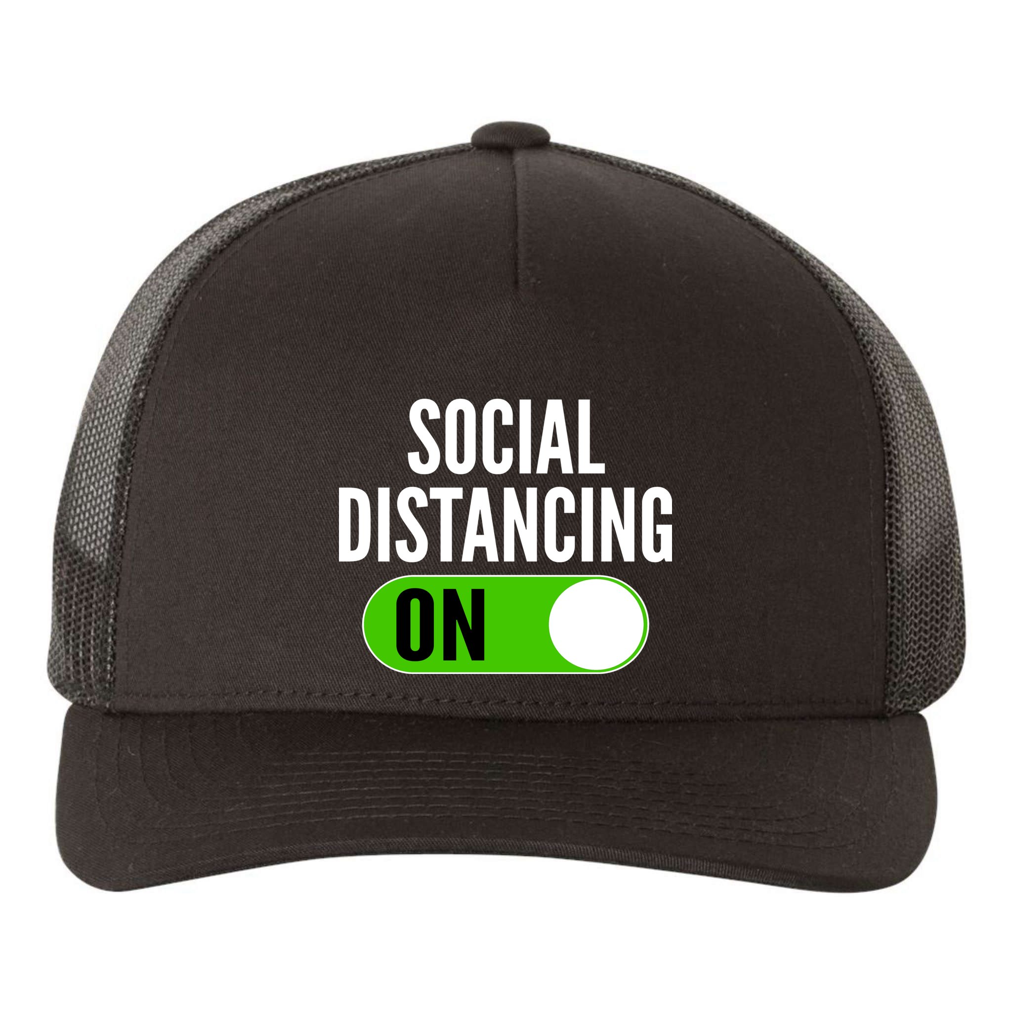 Social Distancing On Button Yupoong Adult 5-Panel Trucker Hat