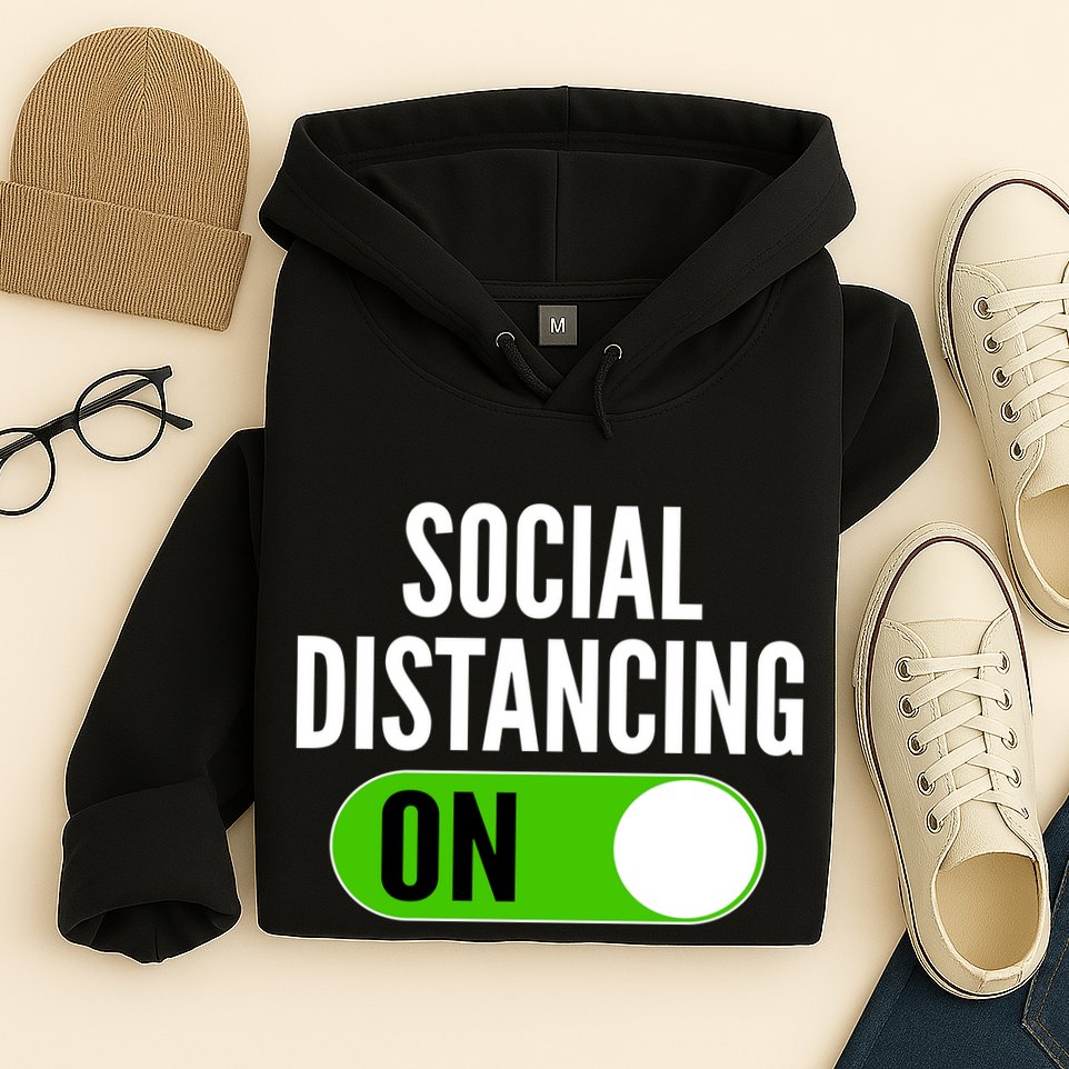 Social Distancing On Button Hoodie