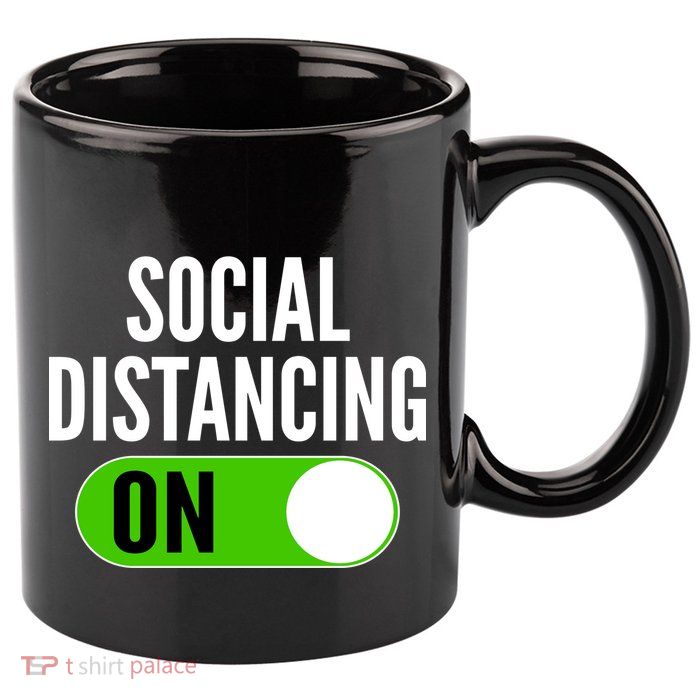 Social Distancing On Button 11oz C Handle Ceramic Mug