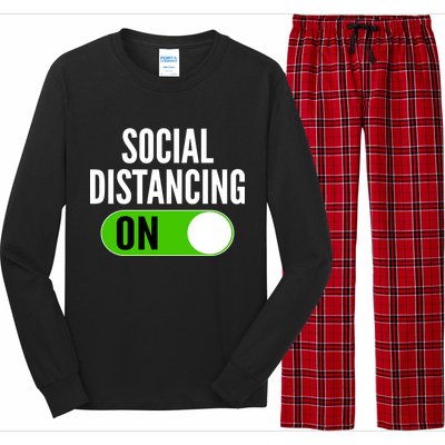 Social Distancing On Button Long Sleeve Pajama Set