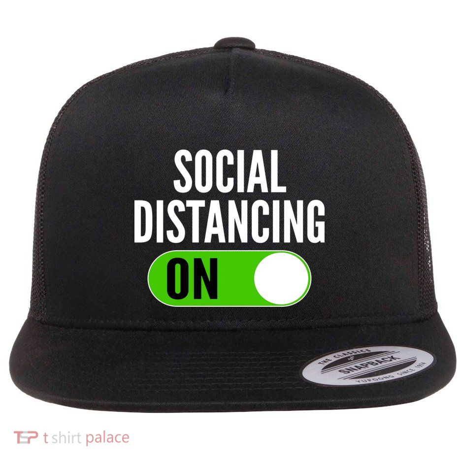Social Distancing On Button Flatbill Hat