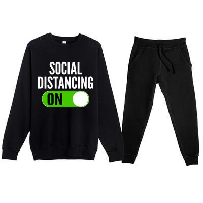 Social Distancing On Button Premium Crewneck Sweatsuit Set