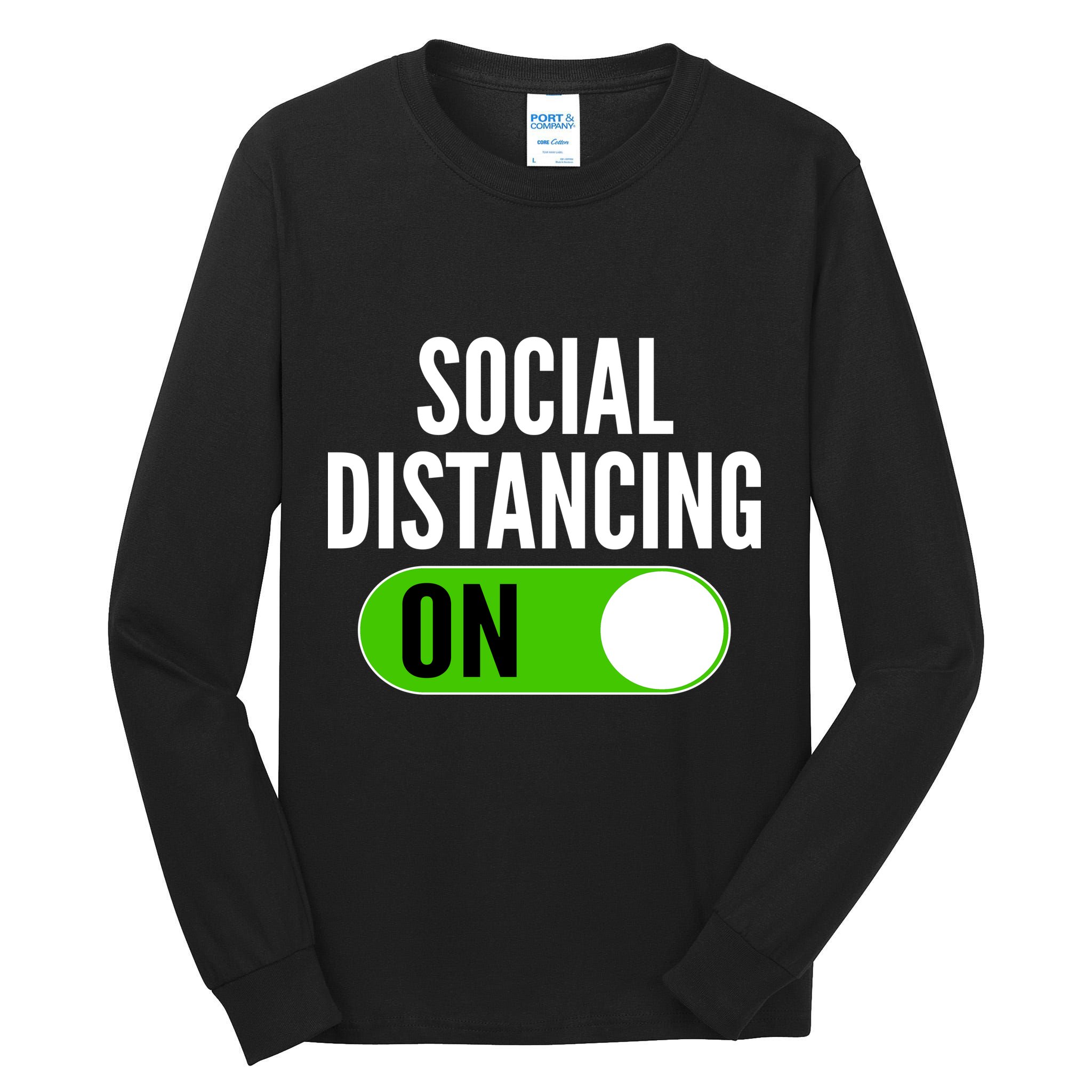 Social Distancing On Button Tall Long Sleeve T-Shirt