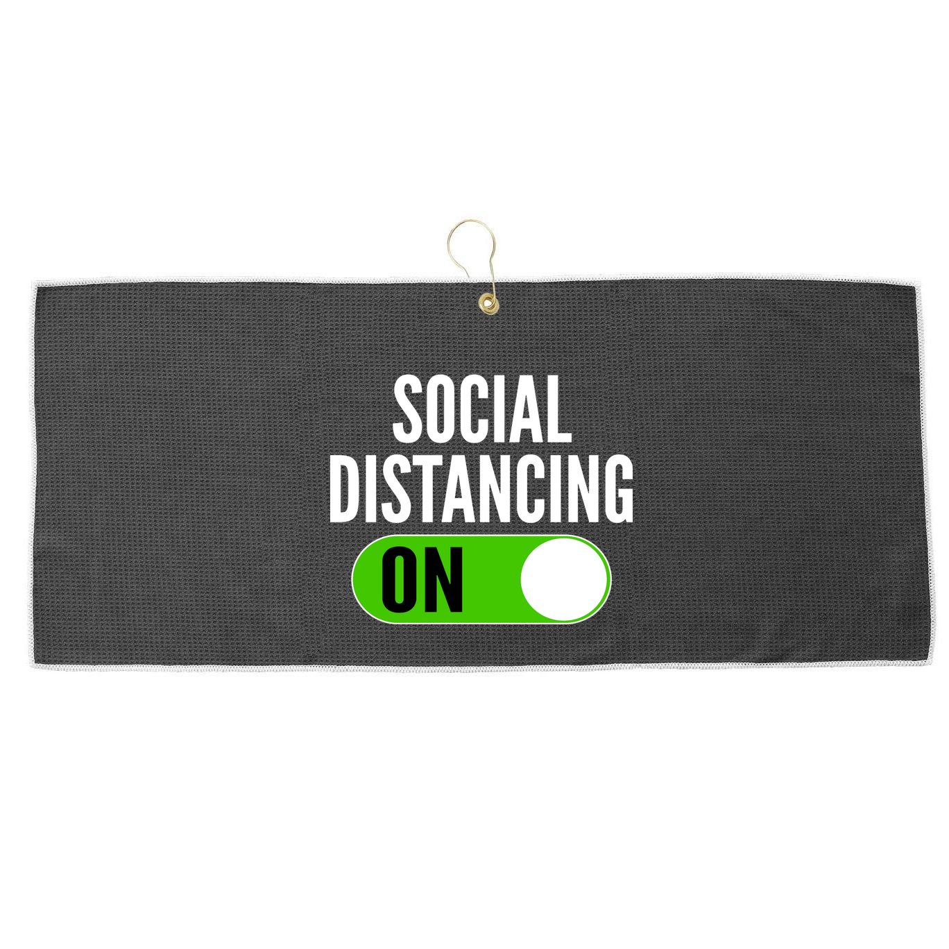 Social Distancing On Button Large Microfiber Waffle Golf Towel