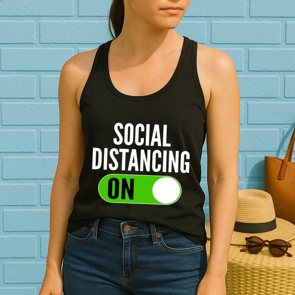 Social Distancing On Button Womens Tank Top