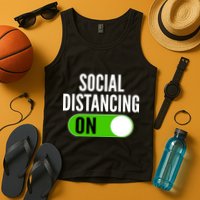 Social Distancing On Button Tank Top