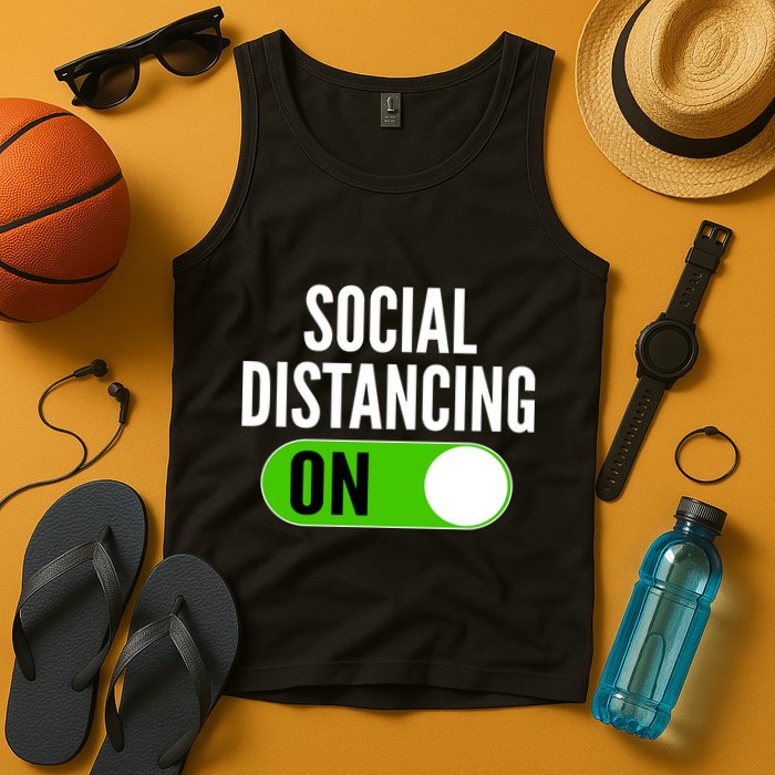 Social Distancing On Button Tank Top
