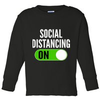 Social Distancing On Button Toddler Long Sleeve Shirt