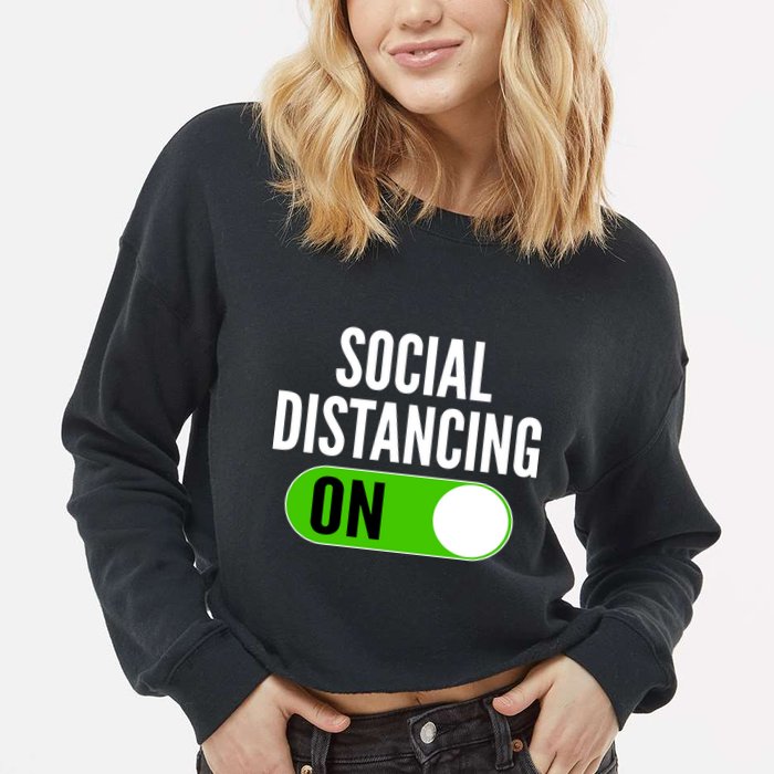 Social Distancing On Button Cropped Pullover Crew