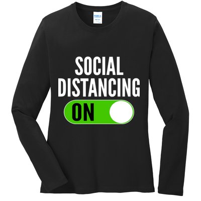 Social Distancing On Button Ladies Long Sleeve Shirt