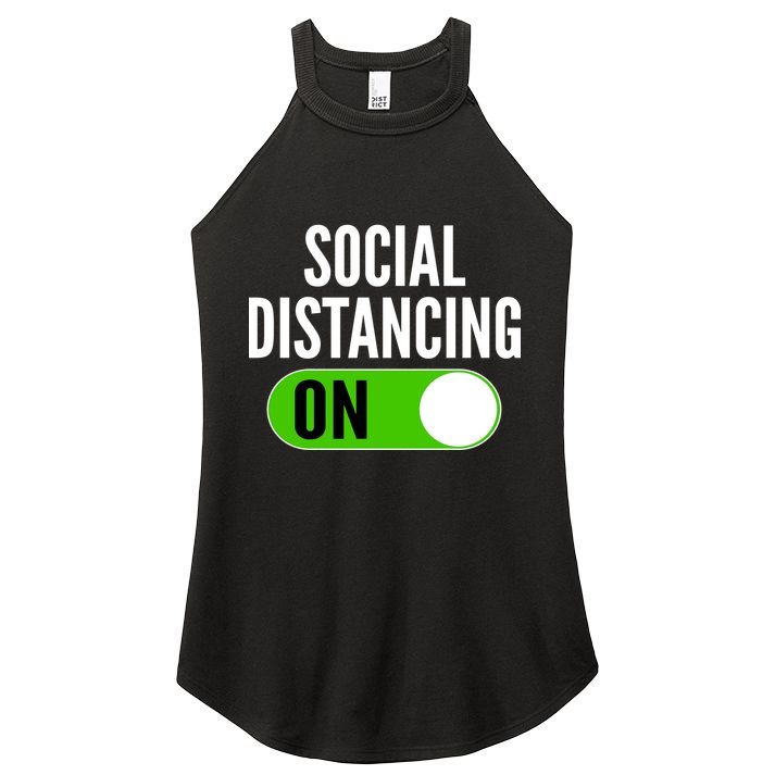 Social Distancing On Button Women's Perfect Tri Rocker Tank