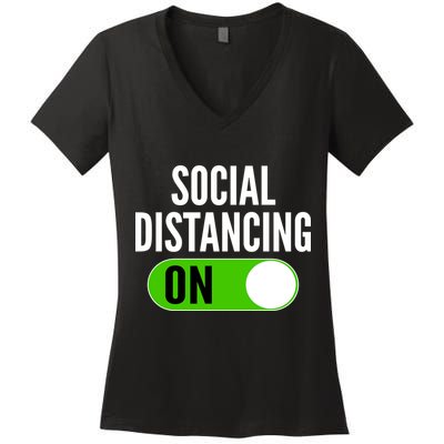 Social Distancing On Button Women's V-Neck T-Shirt