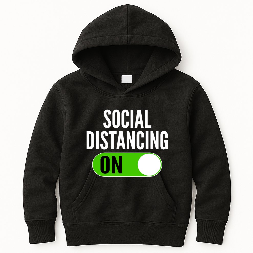 Social Distancing On Button Kids Hoodie