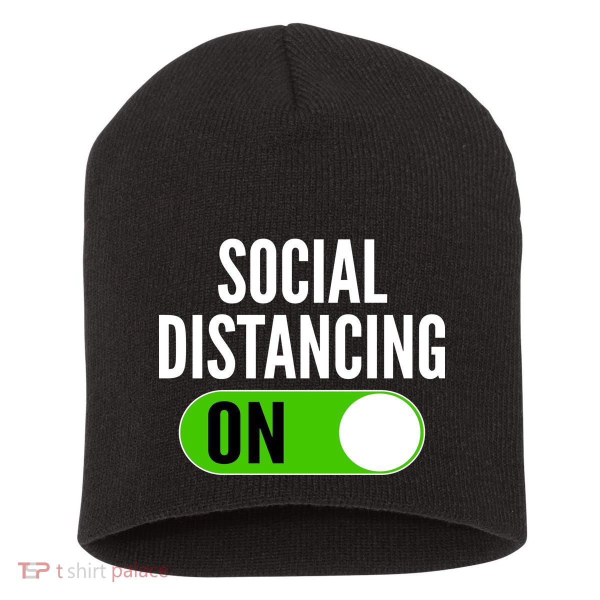 Social Distancing On Button Short Acrylic Beanie