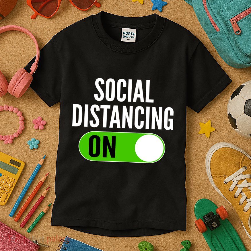 Social Distancing On Button Kids T-Shirt