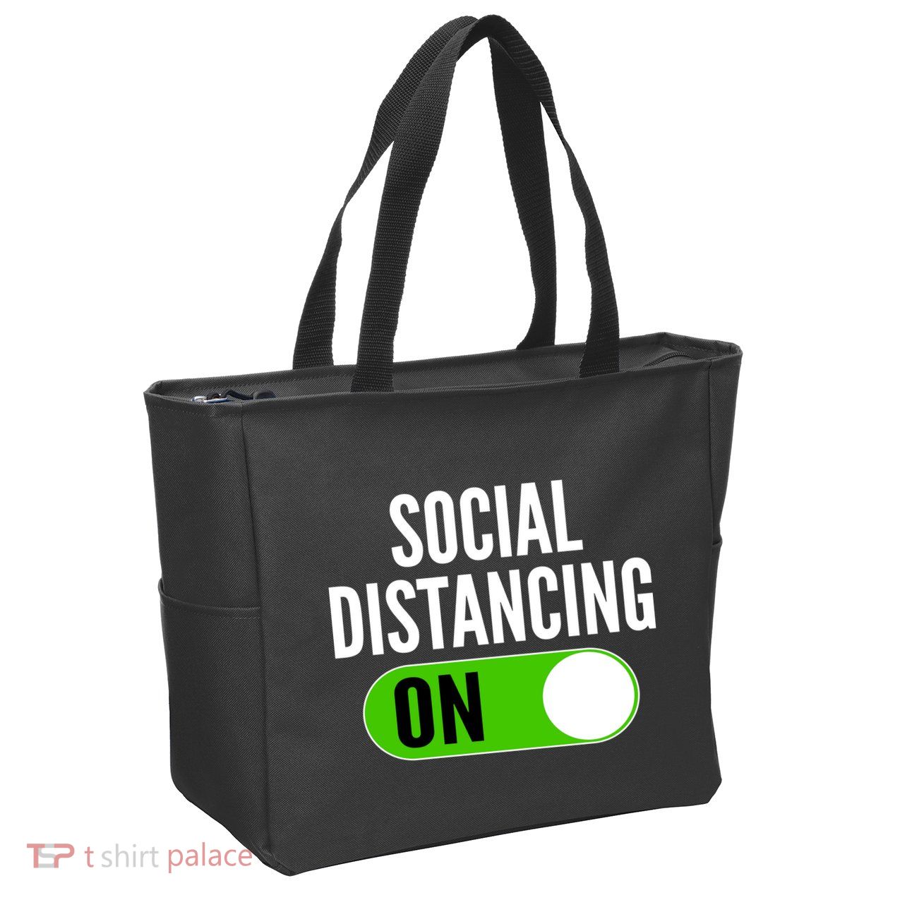 Social Distancing On Button Zip Tote Bag