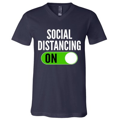 Social Distancing On Button V-Neck T-Shirt